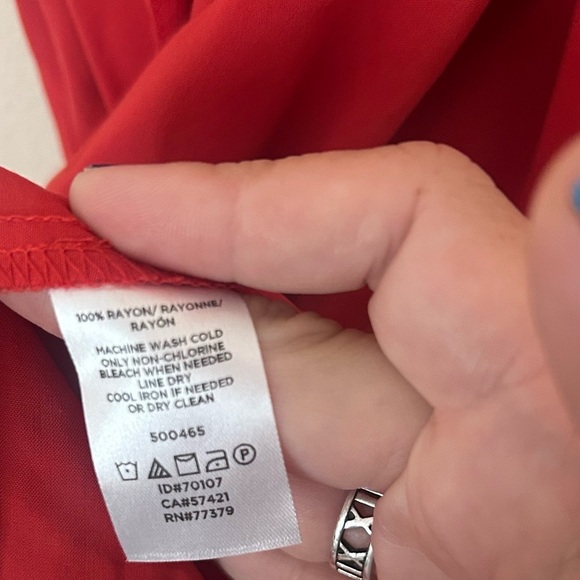 Loft Red/Orange Button Front Short Sleeve Dress w/ Waist Tie SIZE XXL - Picture 5 of 7